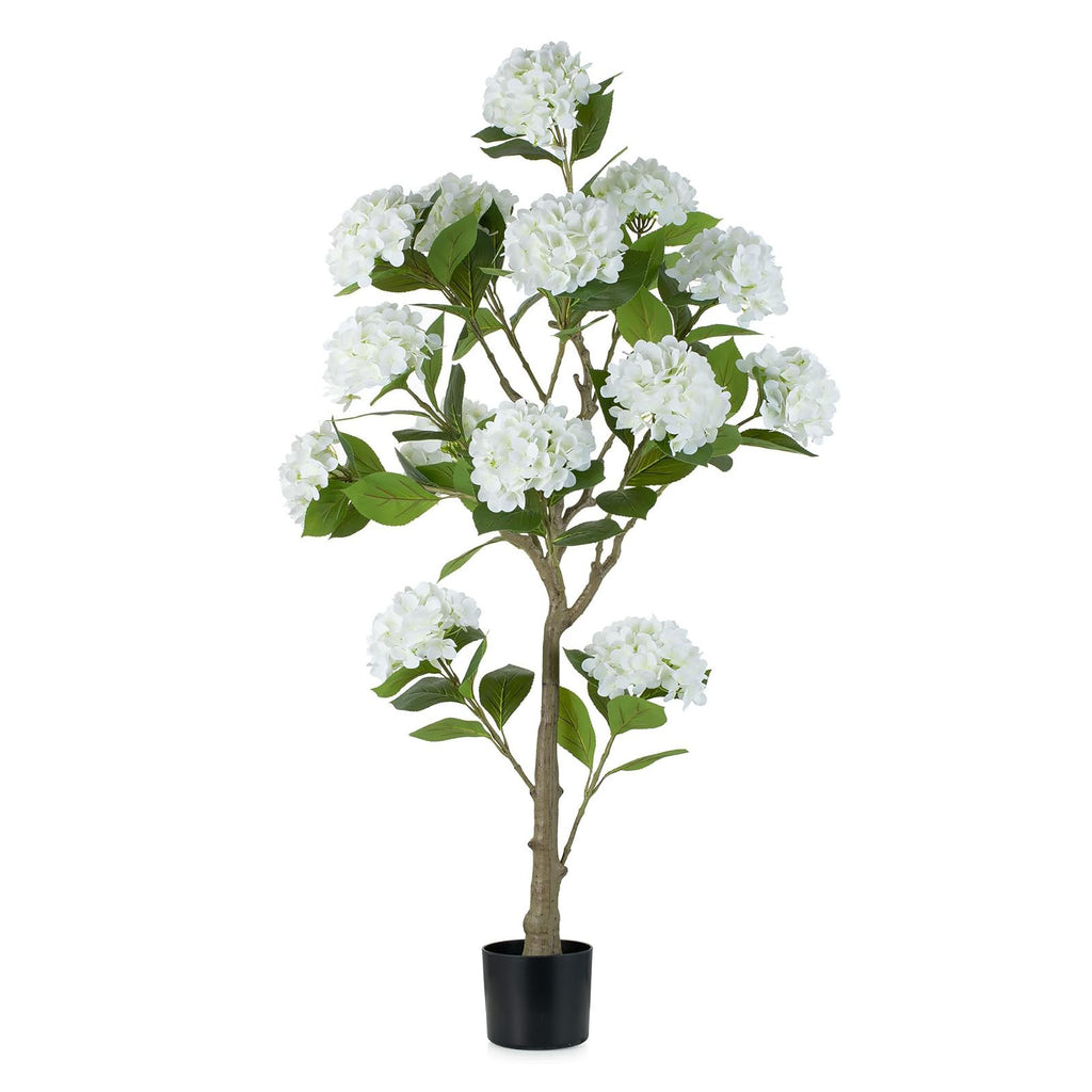 artificial hydrangea plant in pot White Hydrangea Artificial Trees: 5ft Fake Silk Plants for Home Living – Nuptio