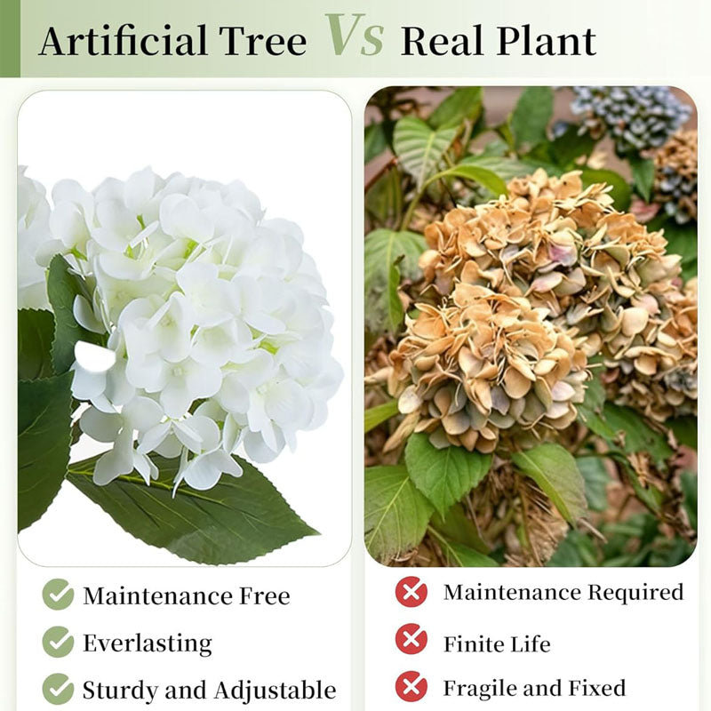 White Hydrangea Artificial Trees: 5ft Fake Silk Plants for Home Living Room Decor Indoor