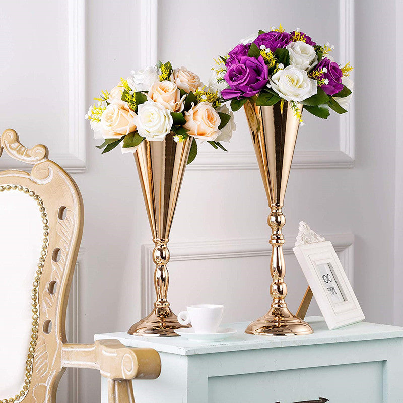 Wedding Centerpieces For Tables, Metal Trumpet Vase