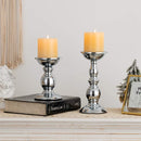 silver pillar candle holders