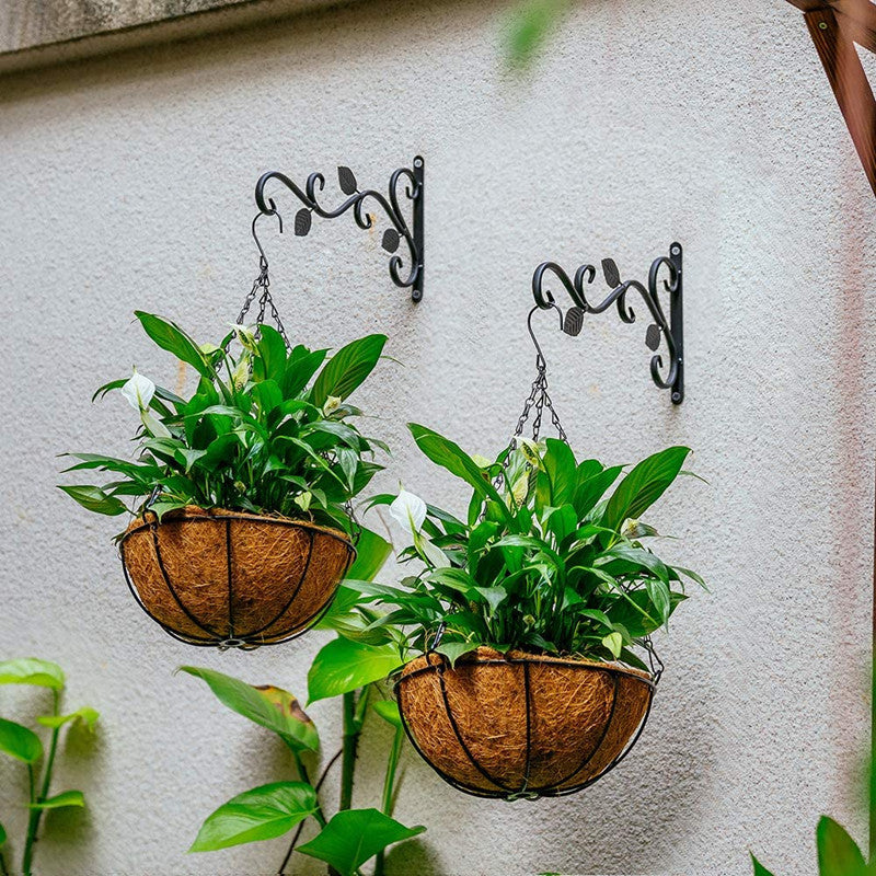 outdoor plant hanging hooks 2Pcs/set Wall Hanging Plant Bracket, Hanging Hooks Wall Brackets for Balcony Wind Chime Lantern, Black