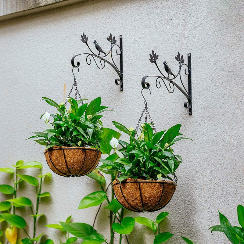 iron hanging planter 2Pcs/set Hanging Basket Brackets, Wall Planter Hooks for Flower Pot Bird Feeder Wind Lanterns