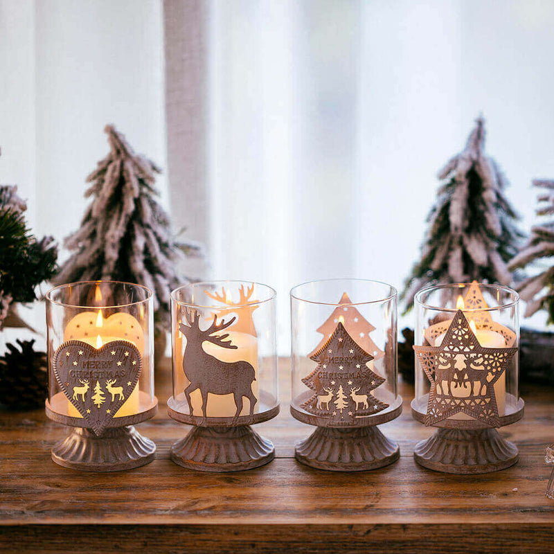 Christmas hurricane candle holders