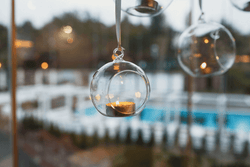 hanging glass globe for tea lights