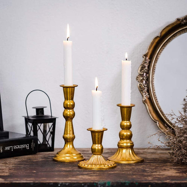 KSWING Gold Metal Taper Candle Holders Set Of 6 - Aluminum Alloy, 3 Heights For Table Centerpiece - View #11