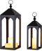 Large Outdoor Lanterns for Porch: 23" & 17" Set of 2 Floor Lantern Decorative Indoor with Glass Candle Holder