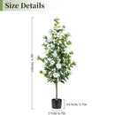Artificial Tree Plants Outdoor: 4.9ft Tall Fake Camellia Flower Trees for Home Front Porch Decor