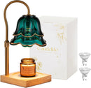 Candle Warmer Lamp with Timer : Flower Candle Warmer with 2 Bulbs Green Height Adjustable