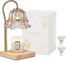 Candle Warmer Lamp with Timer : Flower Candle Warmer with 2 Bulbs Green Height Adjustable