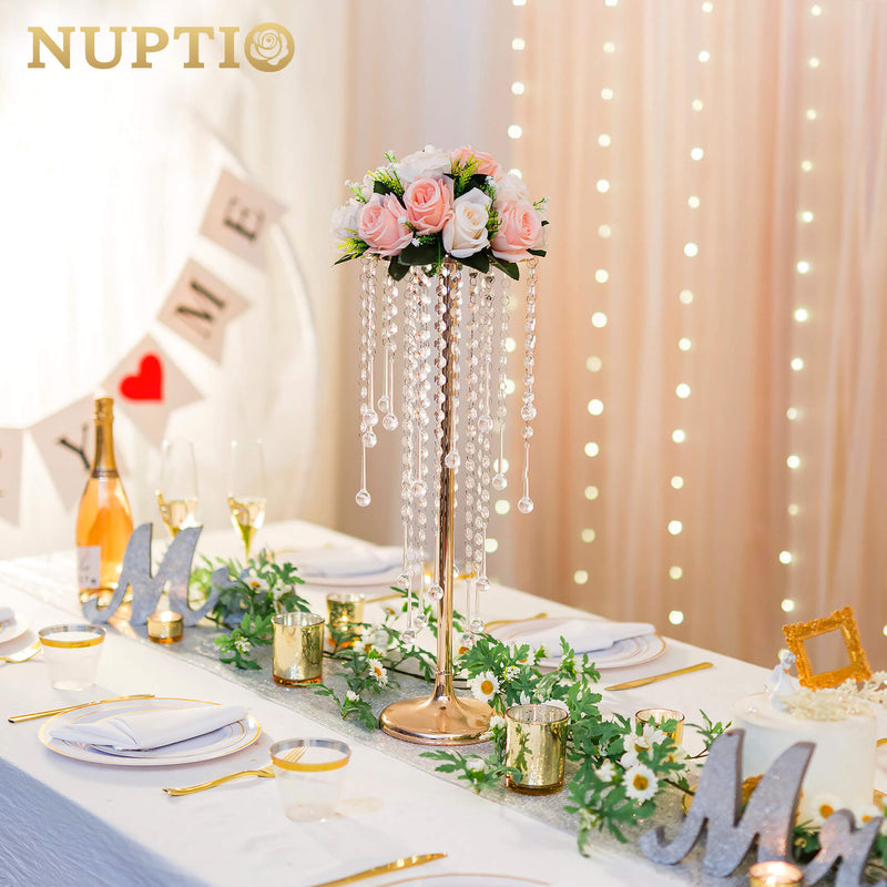 NUPTIO Vase Wedding Centerpieces | 2 Pcs Crystal Flower Stand for Tables