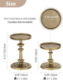 NUPTIO Gold Candle Holders for Pillar: Antique Brass Cast Iron Candle Stand | Handcrafted Hammered Decor for 3 Inch Pillars, Heavy Metal...