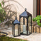 Large Outdoor Lanterns for Porch: 23" & 17" Set of 2 Floor Lantern Decorative Indoor with Glass Candle Holder for Fireplace Patio Modern Home Decor