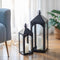 Large Outdoor Lanterns for Porch: 23" & 17" Set of 2 Floor Lantern Decorative Indoor with Glass Candle Holder