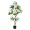 White Hydrangea Artificial Trees: 5ft Fake Silk Plants for Home Living Room Decor Indoor
