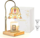 Candle Warmer Lamp with Timer : Flower Candle Warmer with 2 Bulbs Green Height Adjustable