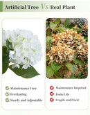 White Hydrangea Artificial Trees: 5ft Fake Silk Plants for Home Living Room Decor Indoor - Faux Hydrangeas with Pot for Front Door Porch Patio Entrance Decoration