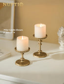 NUPTIO Gold Candle Holders for Pillar: Antique Brass Cast Iron Candle Stand