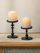 NUPTIO Gold Candle Holders for Pillar: Antique Brass Cast Iron Candle Stand