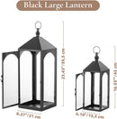 Large Outdoor Lanterns for Porch: 23" & 17" Set of 2 Floor Lantern Decorative Indoor with Glass Candle Holder