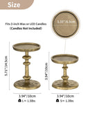 NUPTIO Gold Candle Holders for Pillar: Antique Brass Cast Iron Candle Stand