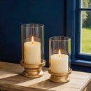 NUPTIO Hurricane Glass Candle Holders for Pillar - Matte Gold - Set of 2 SL+Gold