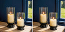 NUPTIO Hurricane Glass Candle Holders for Pillar - Matte Gold - Set of 2
