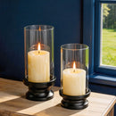 NUPTIO Hurricane Glass Candle Holders for Pillar - Matte Gold - Set of 2