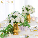 NUPTIO White Flower Centerpieces for Wedding Tables, Artificial Flower Ball | 10 Pcs 9.5 inch, Fake Floral Rose Arrangement for Birthday Party,... image 3
