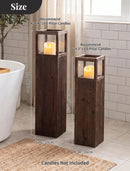 NUPTIO Wooden Floor Candle Holders: 34/26 inch Set of 2 Large Lanterns