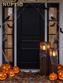 NUPTIO Wooden Floor Candle Holders: 34/26 inch Set of 2 Large Lanterns