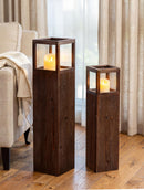 NUPTIO Wooden Floor Candle Holders: 34/26 inch Set of 2 Large Lanterns