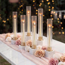NUPTIO Hurricane Glass Candle Holders, Set of 10 Gold Taper Candle Holders