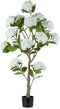 White Hydrangea Artificial Trees: 5ft Fake Silk Plants for Home Living Room Decor Indoor - Faux Hydrangeas with Pot for Front Door Porch Patio Entrance Decoration