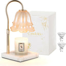 Candle Warmer Lamp with Timer : Flower Candle Warmer with 2 Bulbs Green Height Adjustable