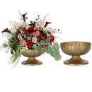 Distressed Gold Metal Compote Bowl Decorative - 7" Wide Brass Pedestal Vase，2pcs/10pcs