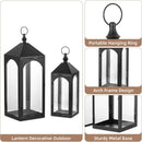 Large Outdoor Lanterns for Porch: 23" & 17" Set of 2 Floor Lantern Decorative Indoor with Glass Candle Holder