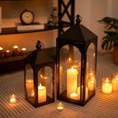 Large Outdoor Lanterns for Porch: 23" & 17" Set of 2 Floor Lantern Decorative Indoor with Glass Candle Holder