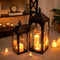 Large Outdoor Lanterns for Porch: 23" & 17" Set of 2 Floor Lantern Decorative Indoor with Glass Candle Holder