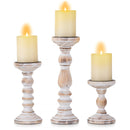 Farmhouse Wood Candle Holders for Pillar Candles， Rustic Wooden Pillar Candles Holder Set of 3