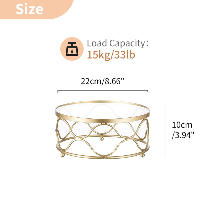 NUPTIO Cupcake Stand Round Gold: Metal Cake Stands for Afternoon Tea 8.66in Diameter Geometric Dessert Display Tray