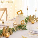 NUPTIO Cupcake Stand Round Gold: Metal Cake Stands for Afternoon Tea 8.66in Diameter Geometric Dessert Display Tray
