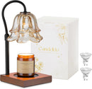 Candle Warmer Lamp with Timer : Flower Candle Warmer with 2 Bulbs Green Height Adjustable