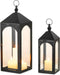 Large Outdoor Lanterns for Porch: 23" & 17" Set of 2 Floor Lantern Decorative Indoor with Glass Candle Holder