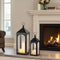 Large Outdoor Lanterns for Porch: 23" & 17" Set of 2 Floor Lantern Decorative Indoor with Glass Candle Holder