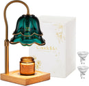 Candle Warmer Lamp with Timer : Flower Candle Warmer with 2 Bulbs Green Height Adjustable