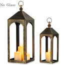 Brass Outdoor Candle Holder Lanterns for Porch, Porch Lanterns Decorative Indoor Outdoor Front Porch Decor,17" & 23" Set of 2 (M+L) ,No Glass