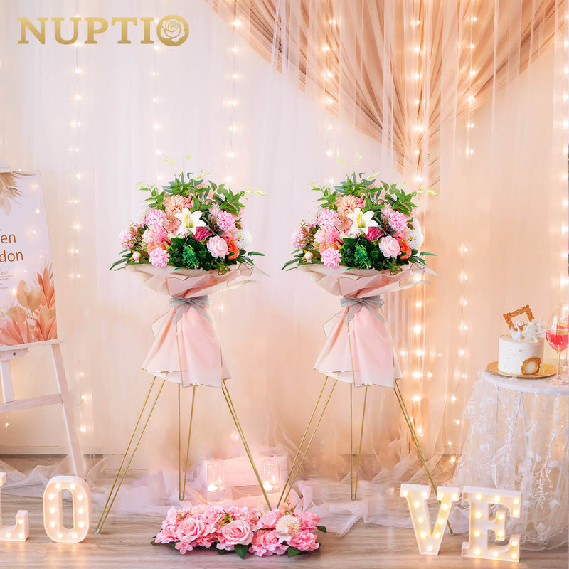 Nuptio Gold Wedding Centerpiece Vase: 2 Pcs 31.5in Tall Metal Flower Stand Versatile Flowers Rack Display Plant Holders