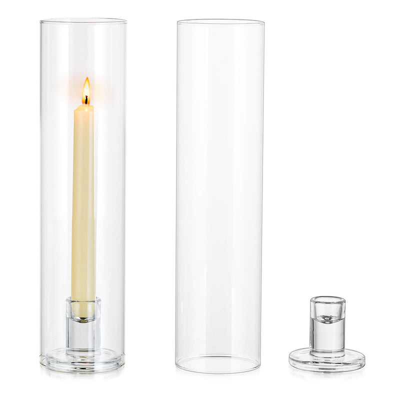 NUPTIO Taper Candle Holders Glass: Hurricane Candle Holder Bulk for Tapered Candles