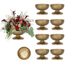 Distressed Gold Metal Compote Bowl Decorative - 7" Wide Brass Pedestal Vase，2pcs/10pcs
