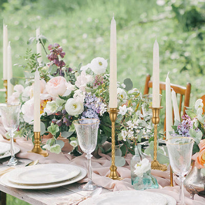 Set of 10 Gold Brass Candlestick Holders, Tall Vintage Metal Taper Candle Holders for Dinning Table Centerpiece Mantel Decoration